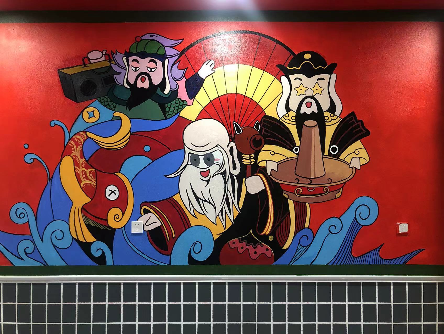 文化墙彩绘手绘墙绘画团队